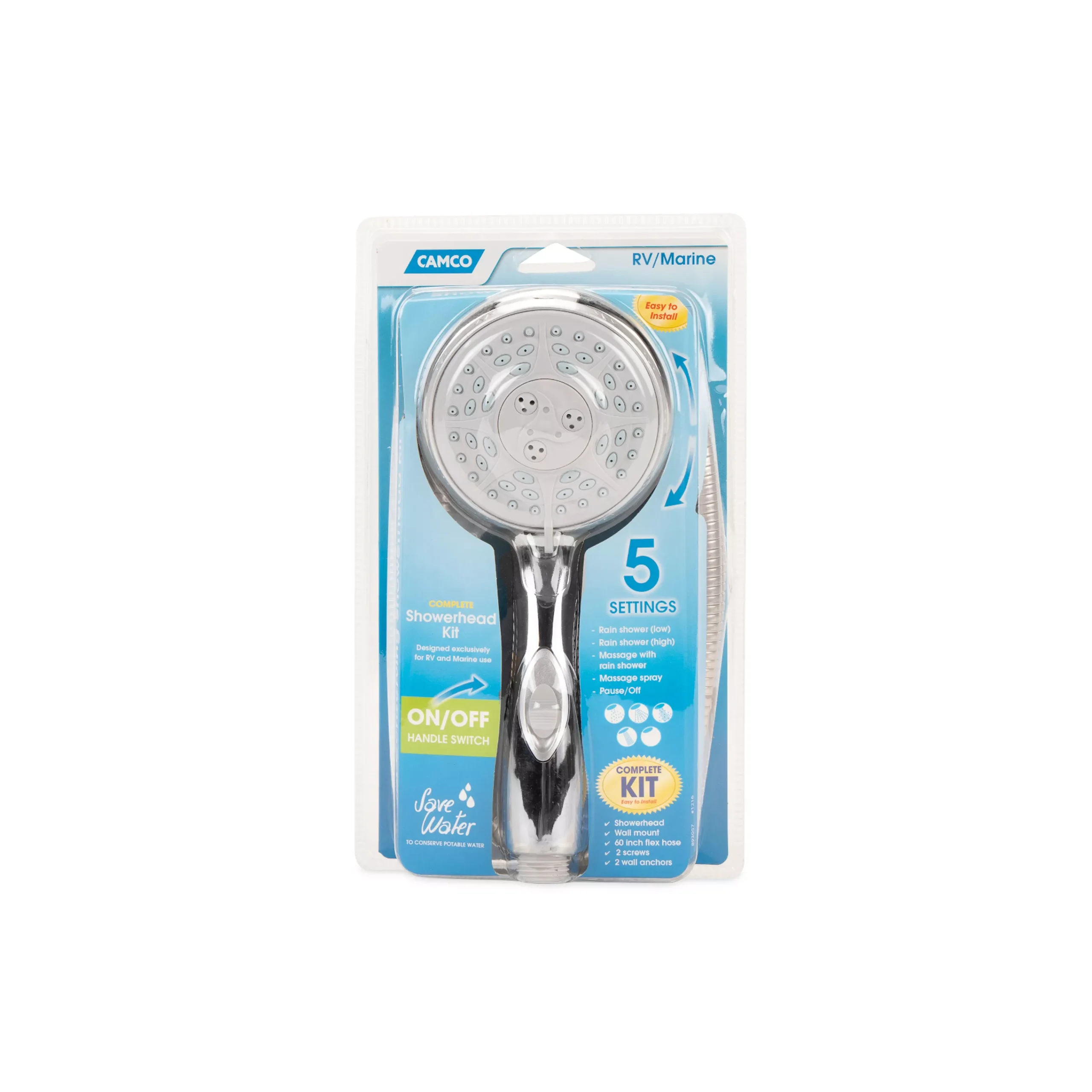 43713 – Shower Head Kit-Chrome w/ OOS includes hose,head,mount&hrdwr